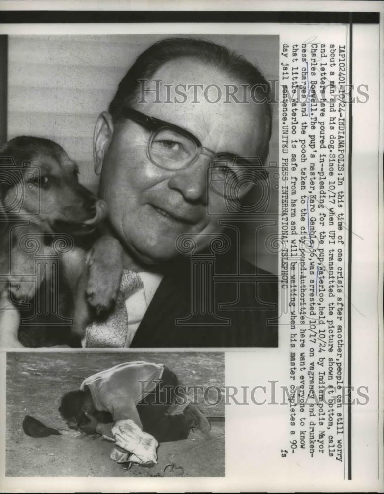 1961 Press Photo Indianapolis Ind Jaro Gamble &amp; his dog &amp; Mayor Boswell - Historic Images