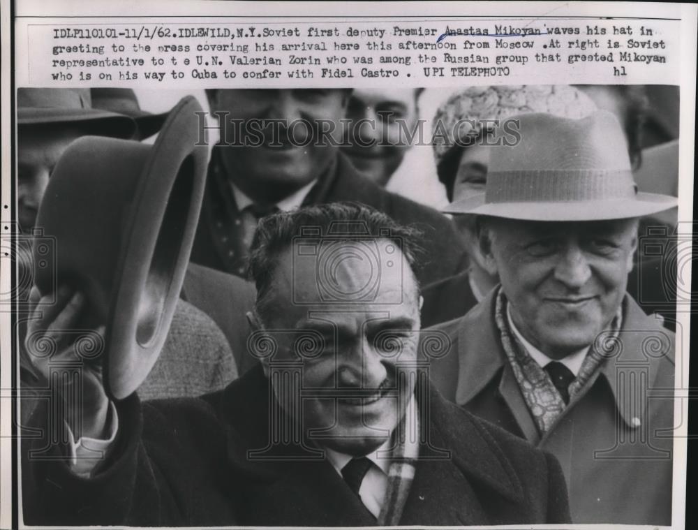 1962 Press Photo L-R Soviet Deputy Prem. Anastas Mikoyan & UN Rep. Valerian Zor - Historic Images