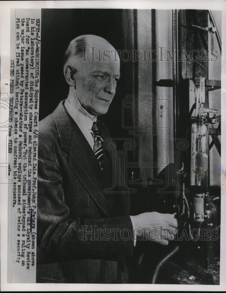 1955 Press Photo Yale professor John P Peters after he was cleared by the Court - Historic Images