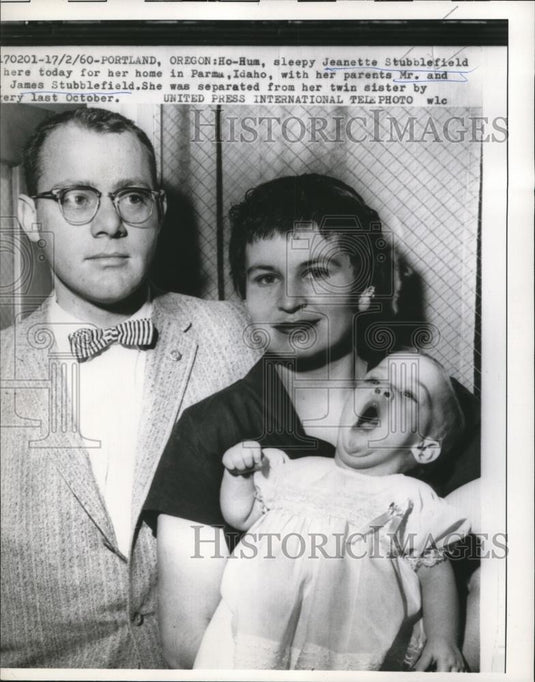 1960 Press Photo Baby Jeanette Stubblefield & Mr. & Mrs.James Stubblefield,Idaho - Historic Images
