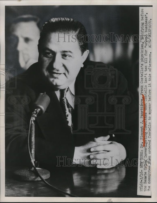 1951 Press Photo Dr Vincent J Penettere Frank Costello's Doctor Appearing Court - Historic Images