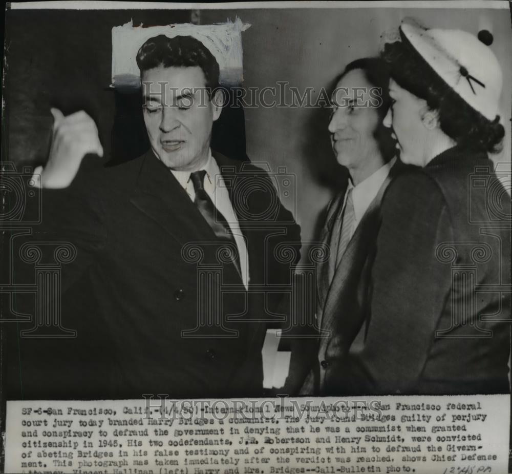 1950 Press Photo of Harry Bridges who was branded a Communist - Historic Images