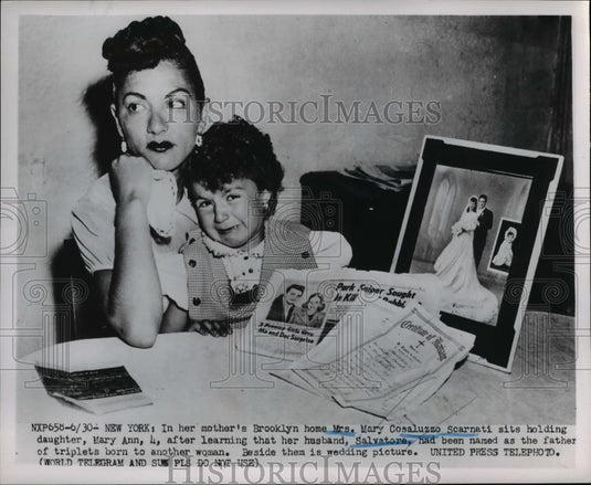 1952 Press Photo NYC Mrs Mary Cosaluzzo Scarnati & baby Ann - Historic Images