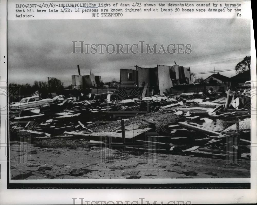 1963 Press Photo Indianapolis Devastated by Tornado 14 Injured - Historic Images