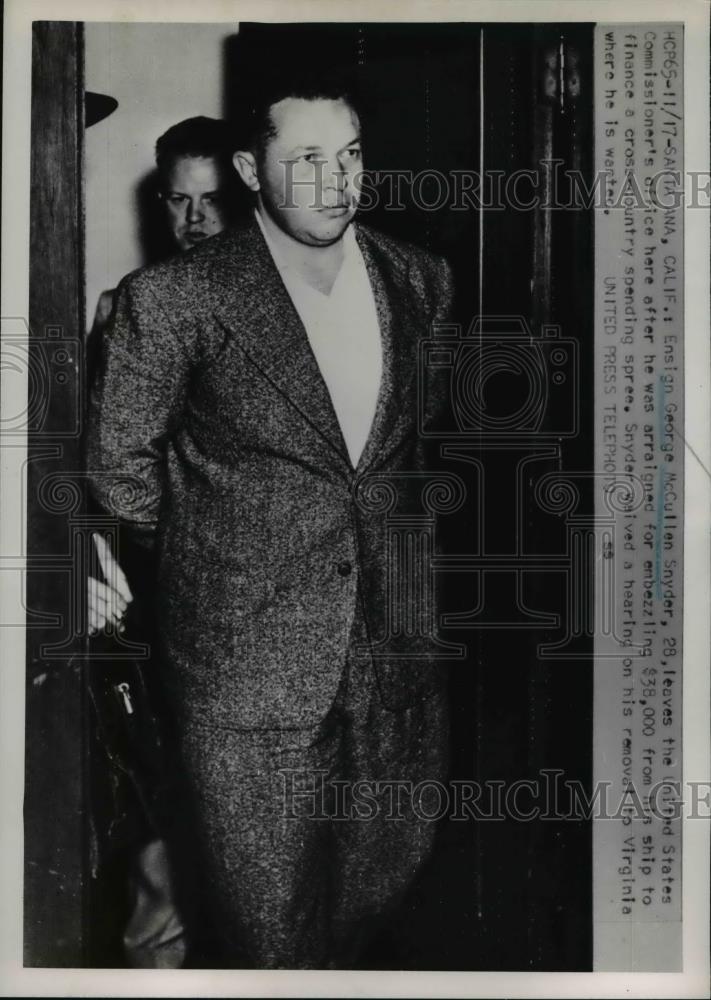 1952 Press Photo Embezzler George McCullen Snyder, California - Historic Images