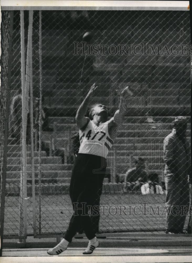 1968 Press Photo Mexico City Gyula Zsivotsky in hammer throw 238&#39; 1&quot; - nes26167 - Historic Images