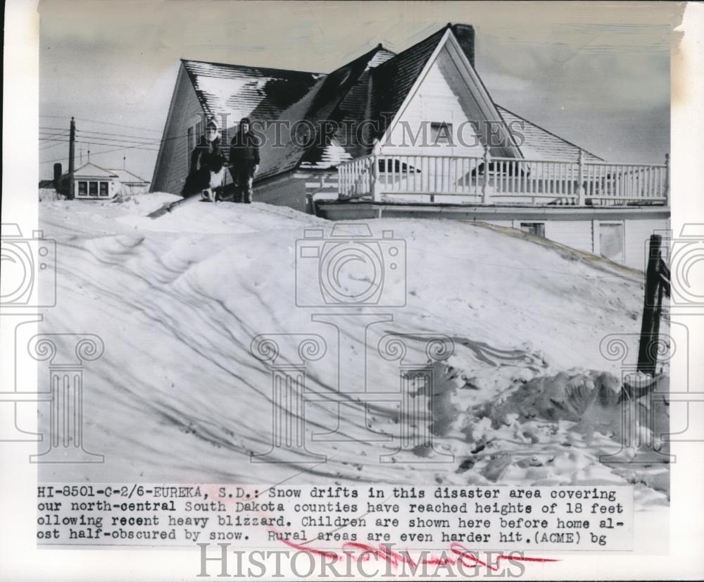 1950 Press Photo South Dakota Disaster Area Snow Reached 18 Feet in Some Areas - Historic Images