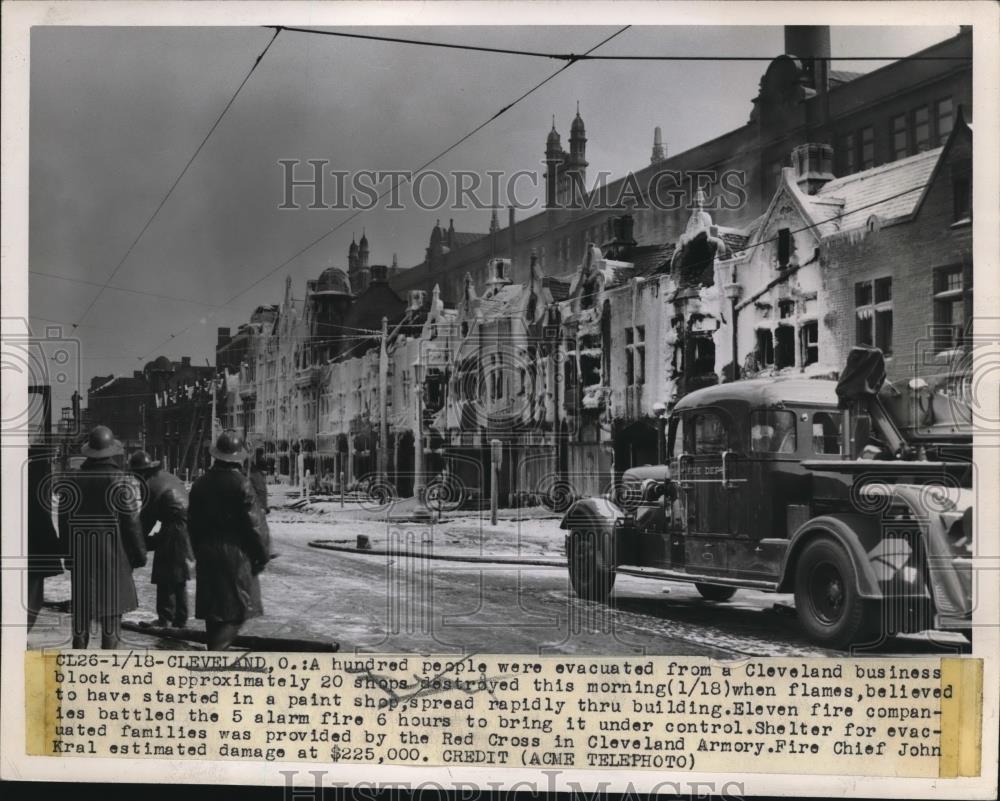 Press Photo Giant Business / Shop Fire Damage, Cleveland Ohio - Historic Images