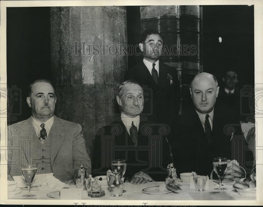 1934 Press Photo General Farley, Mayor Frank Shaw and Sen. William Gibbs Mcadoo - Historic Images