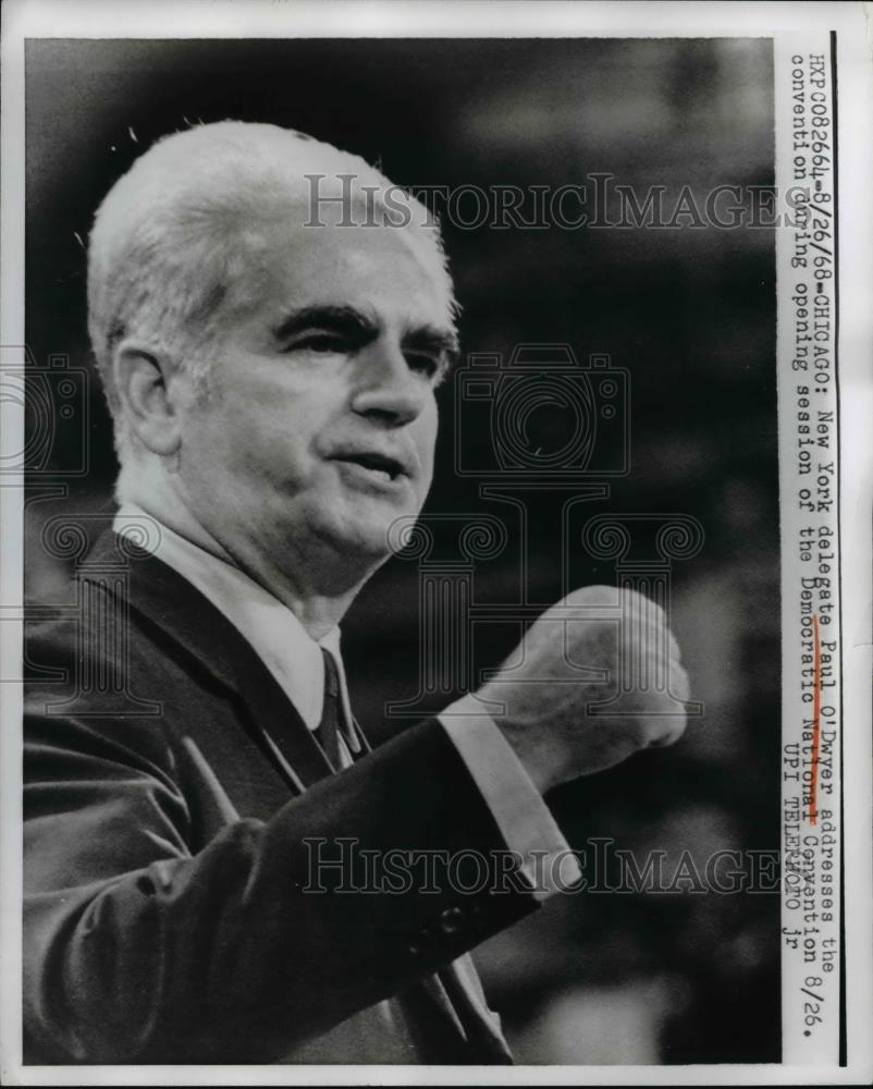 1968 Press Photo Chicago NY delegate Paul ODwyer at Democratic Natl Convention - Historic Images