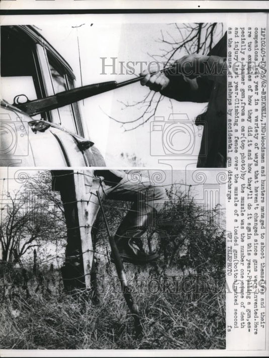 1962 Press Photo Woodsmen & Hunters Run Risk of Accidental Shootings in Indiana - Historic Images