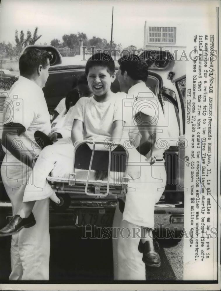 1962 Press Photo LA Calif Fernando Komijama age 11 at Olive View Sanaitarium - Historic Images