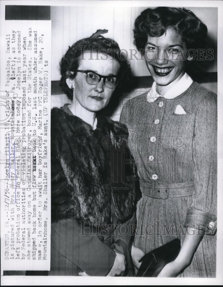 1956 Press Photo Jocelyn Pilapli &amp; Mrs Henry Shaller in Scranton PA - Historic Images