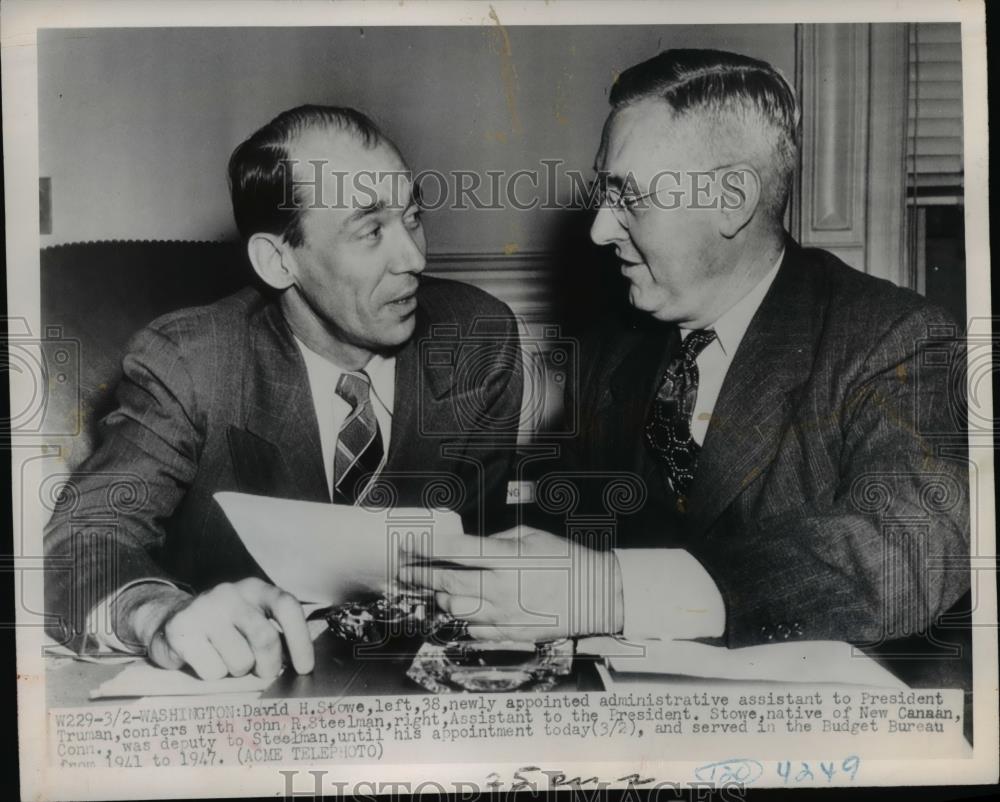 1949 Press Photo David H. Stowe, John R. Steelman, Truman Cabinet Members - Historic Images