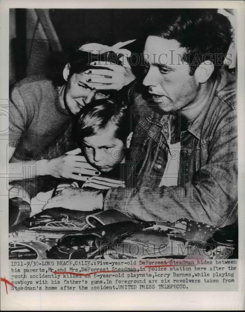 Press Photo Age 5 DeForrest Steadman &amp; Parents After Gun Accident, California - Historic Images