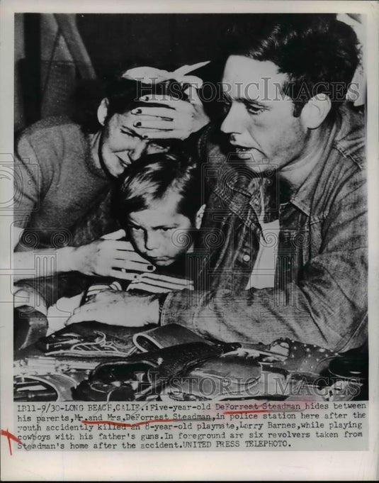 Press Photo Age 5 DeForrest Steadman & Parents After Gun Accident, California - Historic Images