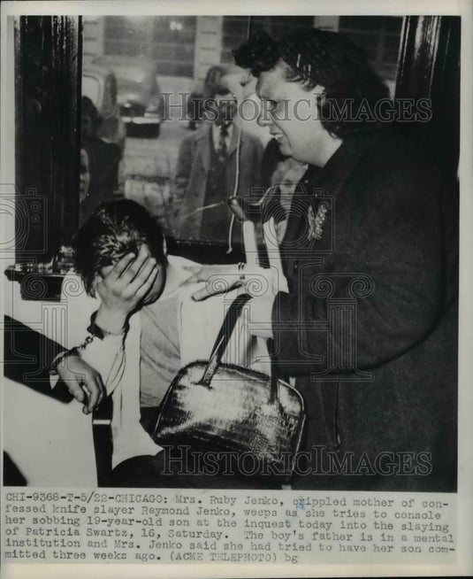 1950 Press Photo Chicago Mrs Ruby Jenko mom of murderer Ray Jenko & son - Historic Images