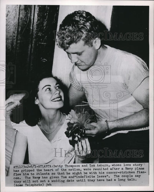 Press Photo Betty Thompson and Tom Amburn, a famous couple were seen reunited - Historic Images