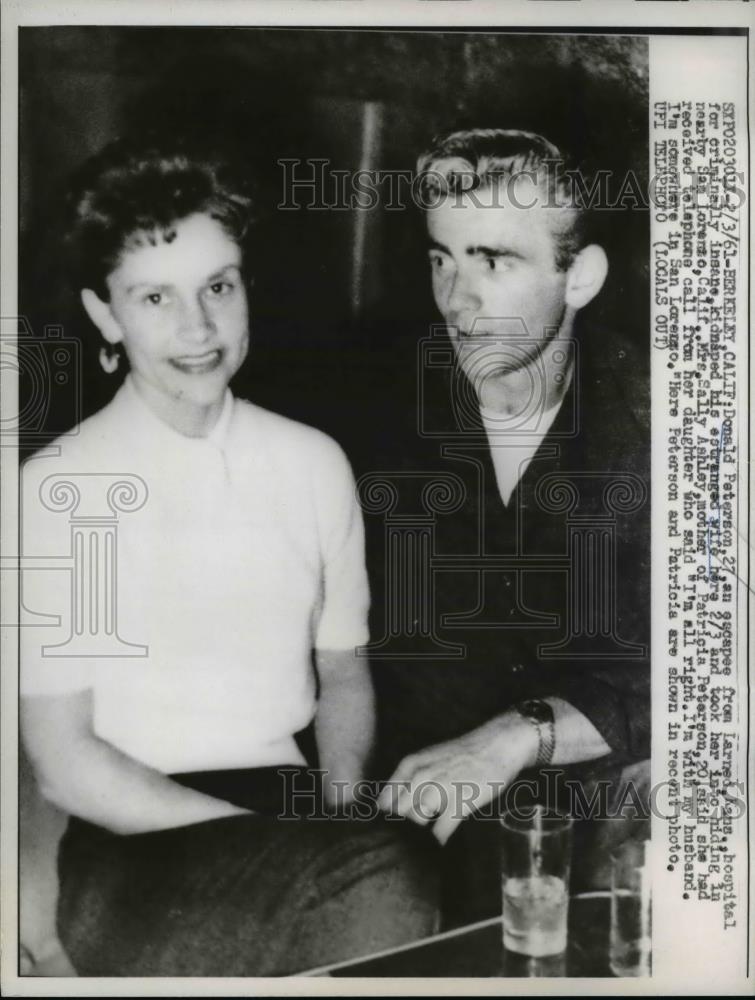 1961 Press Photo Criminally Insane Donald Peterson Kidnaps Wife in San Lorenzo - Historic Images