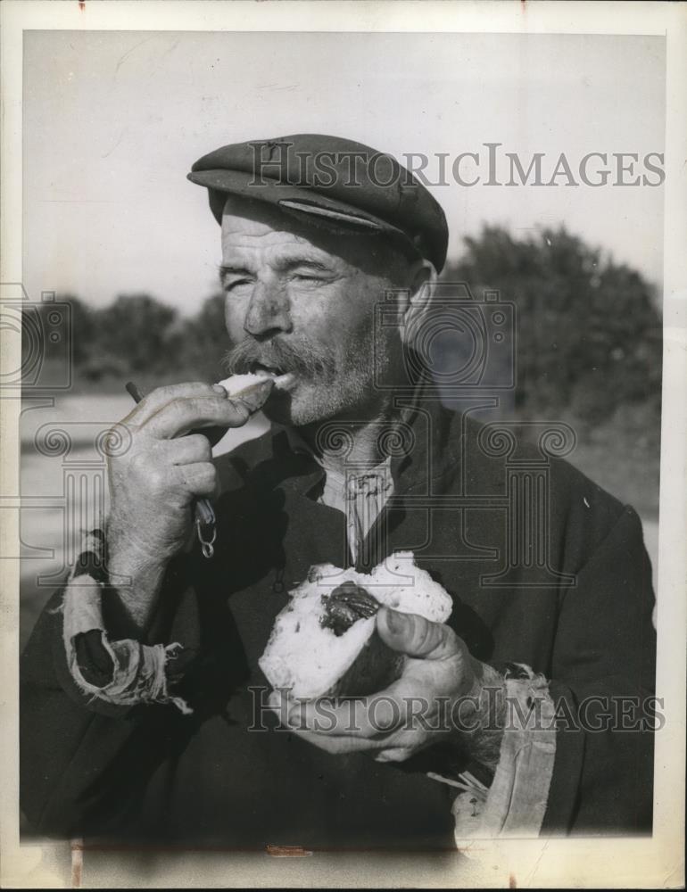 1943 Press Photo Farmer Joseph Piscoro at the Island of Malta - Historic Images