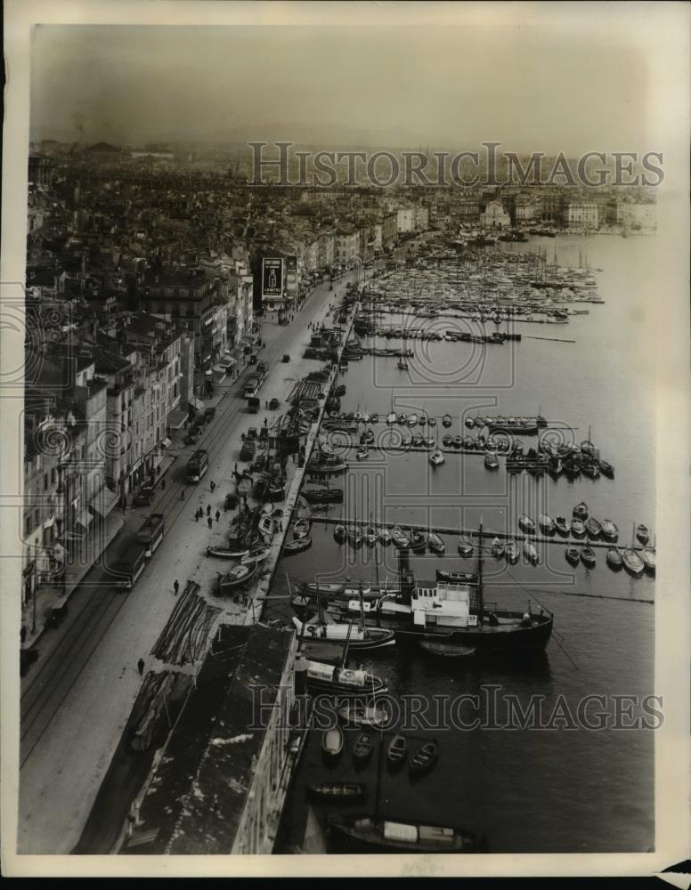 1934 Press Photo Marseilles Waterfront Formally Thronged with People - Historic Images