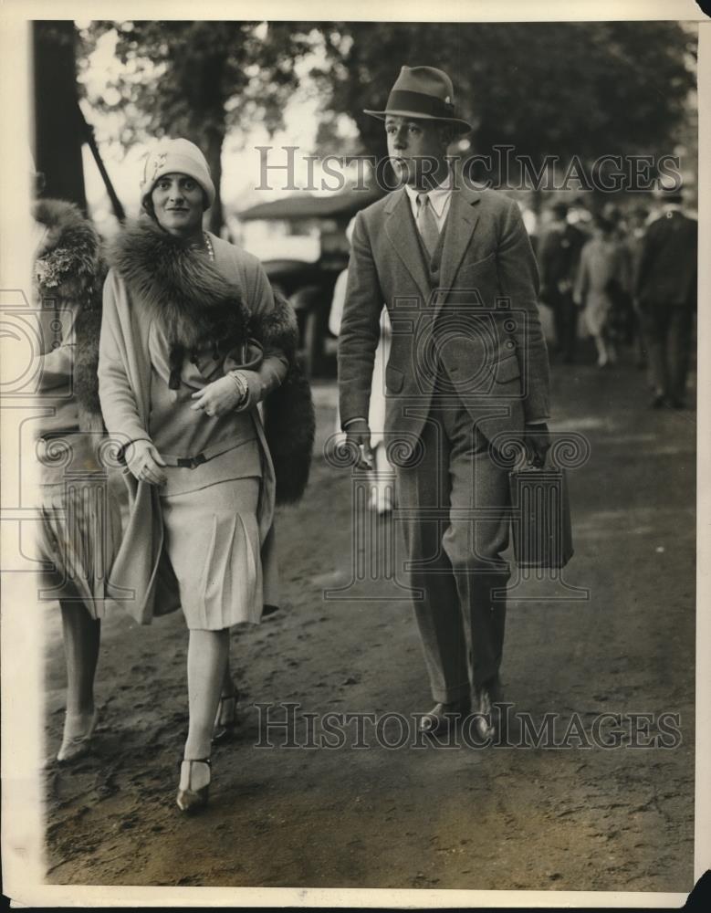 1927 Press Photo Socialites Barbara Brokaw, Fiance Leonard Cushing at Polo Match - Historic Images