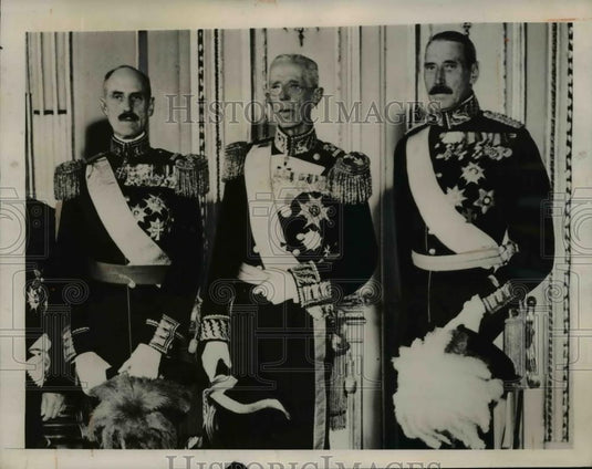 1940 Press Photo L-R Norway's King Haakon,Sweden's King Custav & King Christian - Historic Images