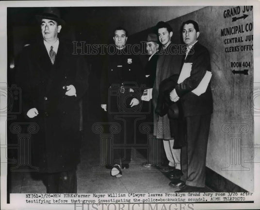 1951 Press Photo Former Mayor William O'Dwyer Leaving Grand Jury Room New York - Historic Images