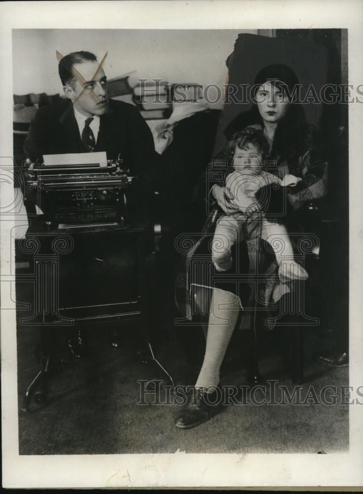 1931 Press Photo Mrs. William Ellick, Son Charles, Detective Josiah Bougher - Historic Images