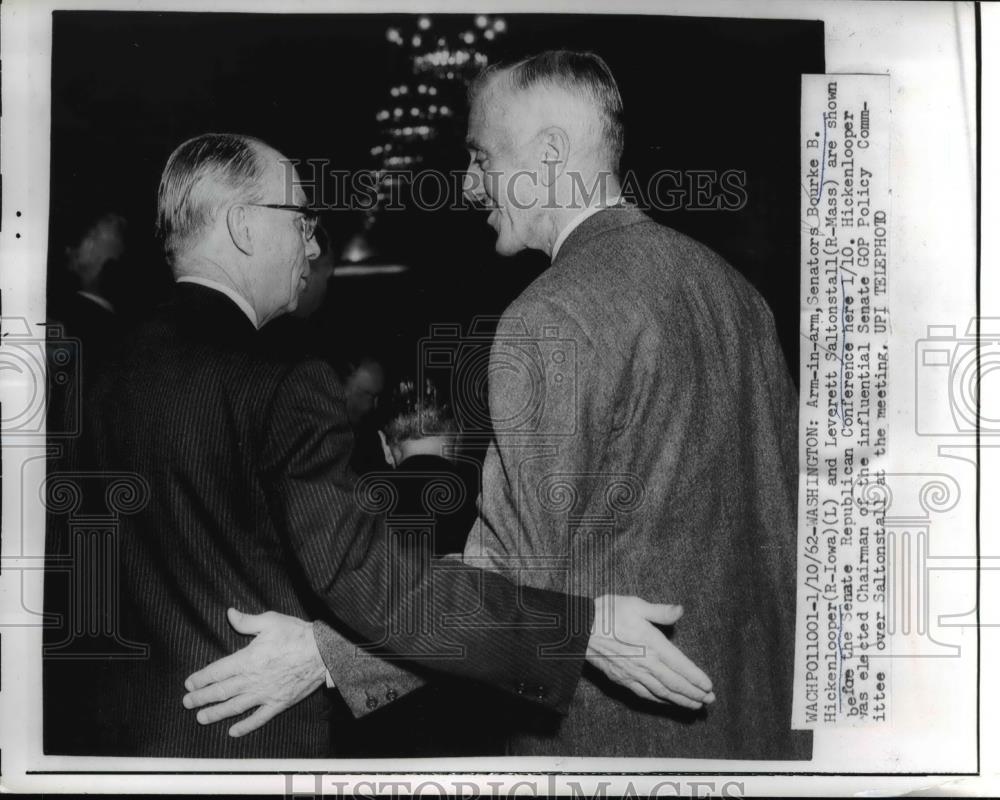 1962 Press Photo Senators Bourke Hickenlooper & Leverett Saltonstall - Historic Images