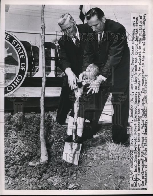 1951 Press Photo R-L Thomas Jenkine, Robert Hanger Sherwood & Secy Oscar Chapman - Historic Images