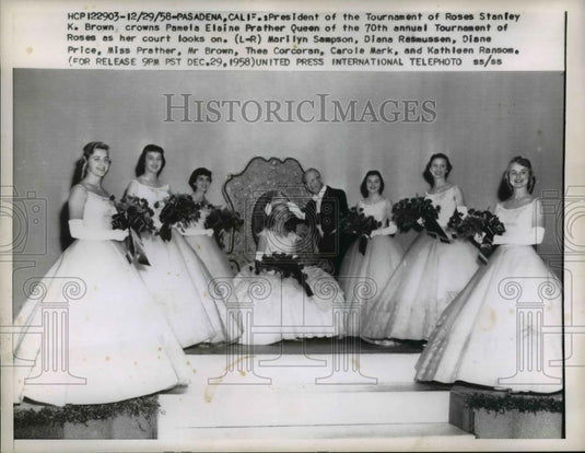 1958 Press Photo Stanley K. Brown, 70th Annual Tournament of Roses President - Historic Images