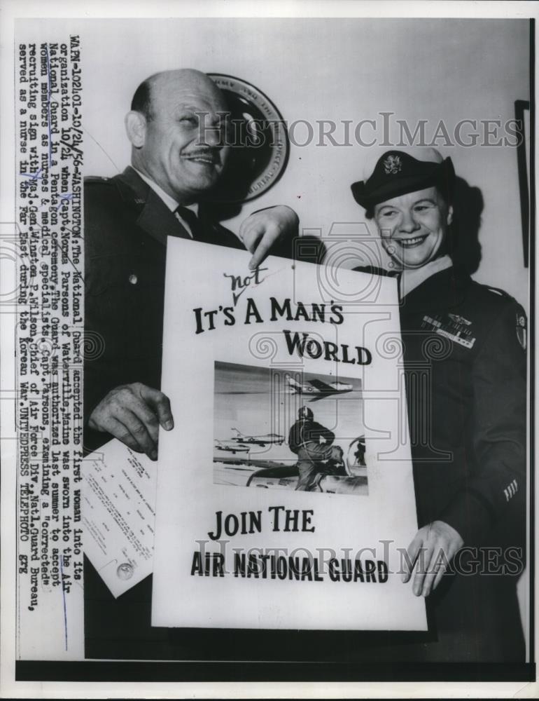 1956 Press Photo Captain Norma Parsons,1st Woman at the National Guard - Historic Images