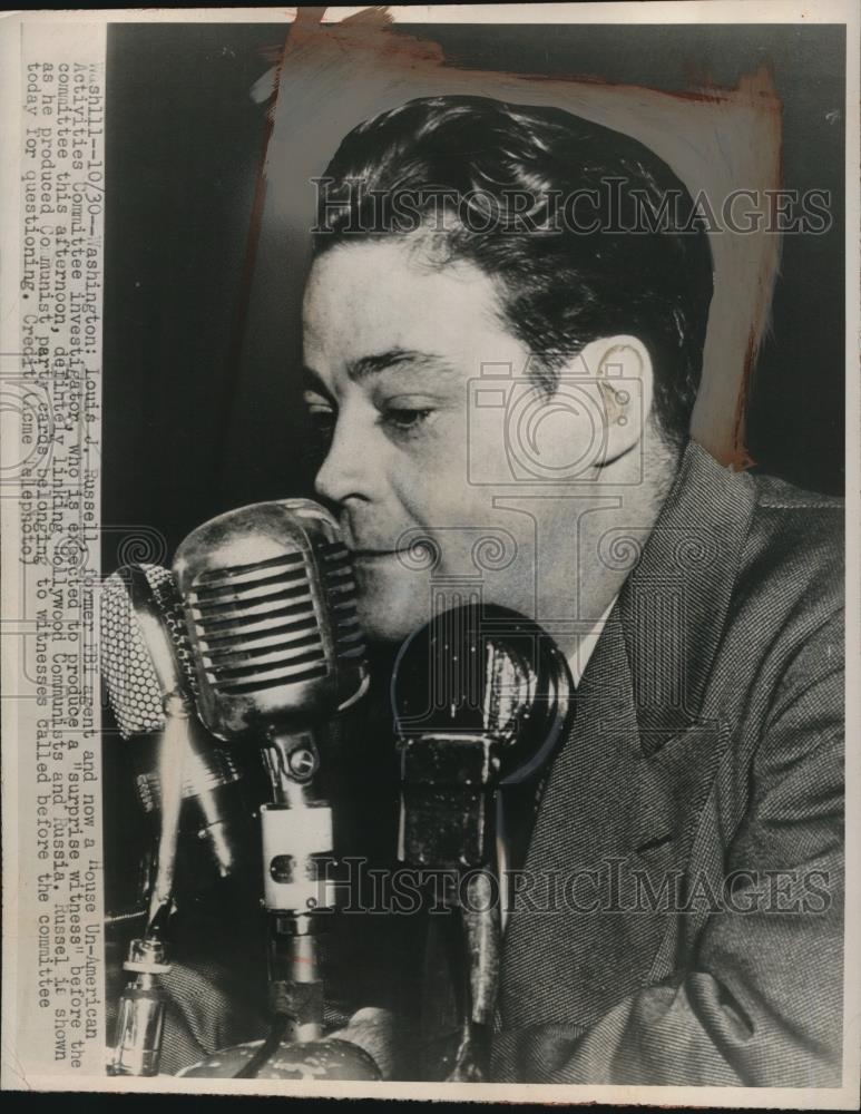 1947 Press Photo Wash DC Louis Russell House Un American Activities investigator - Historic Images