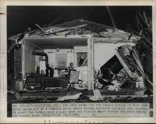 1948 Press Photo Tornado Destroys Home in Chesterton Indiana - Historic Images