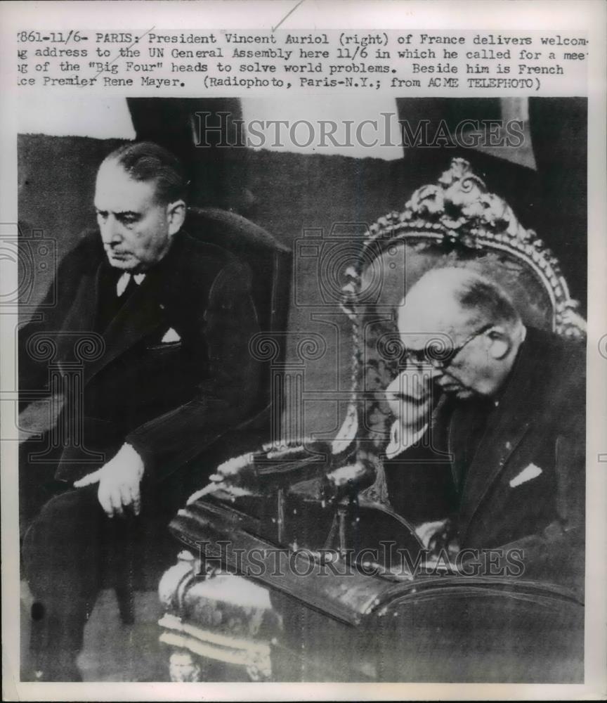 1952 Press Photo President Vincent Auriol of France and Premier Rene Mayer - Historic Images