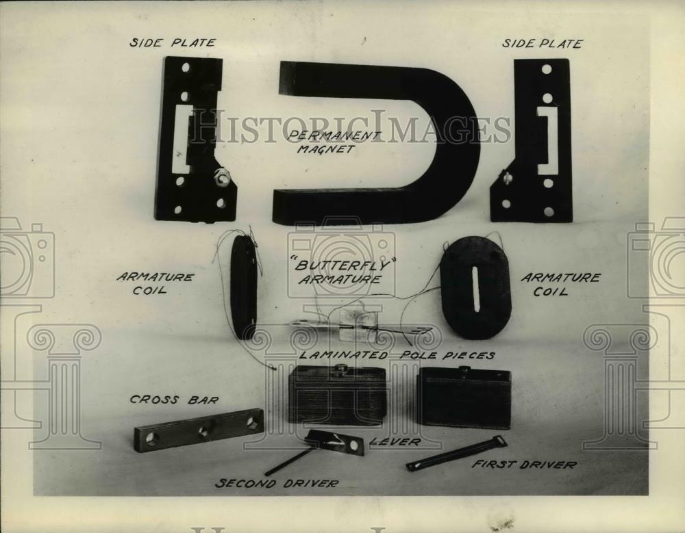 1927 Press Photo The illustration of the parts in the new 20-20 cone speaker - Historic Images
