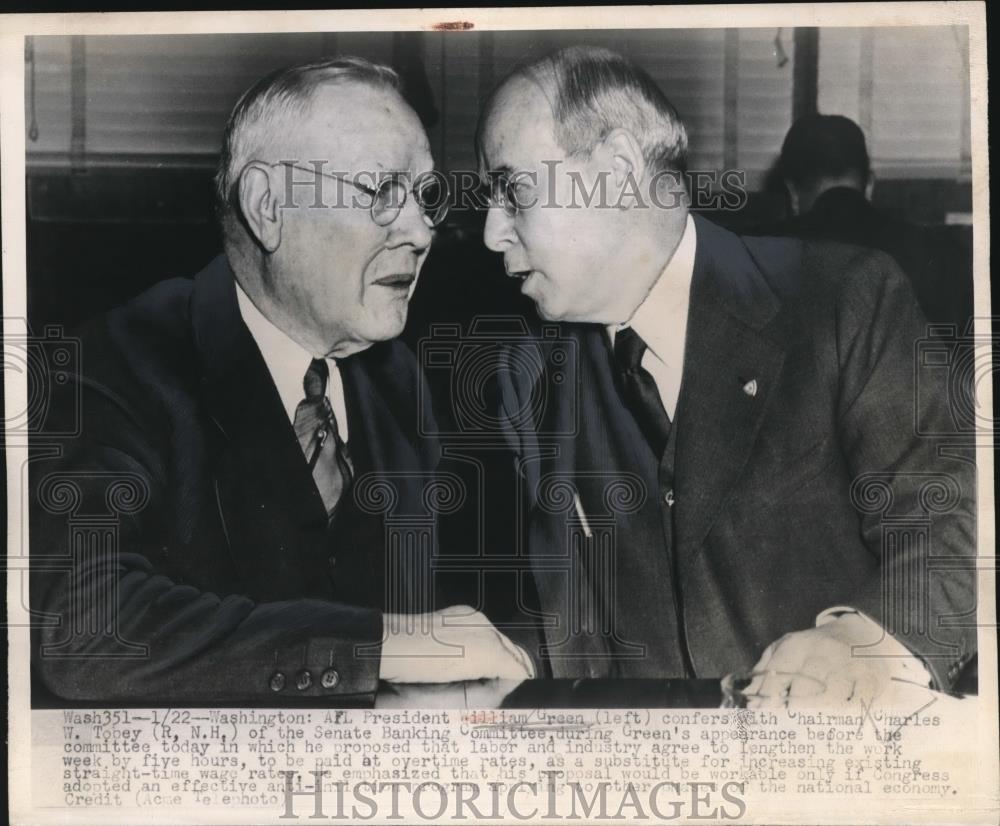 1948 Press Photo AFL Pres.William Green and Chairman Charles Tobey - Historic Images