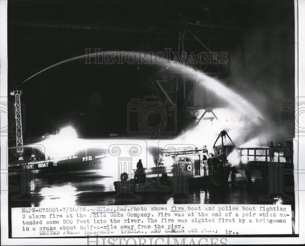 1956 Press Photo Philadelphia, PA fire raging - nee13500 - Historic Images