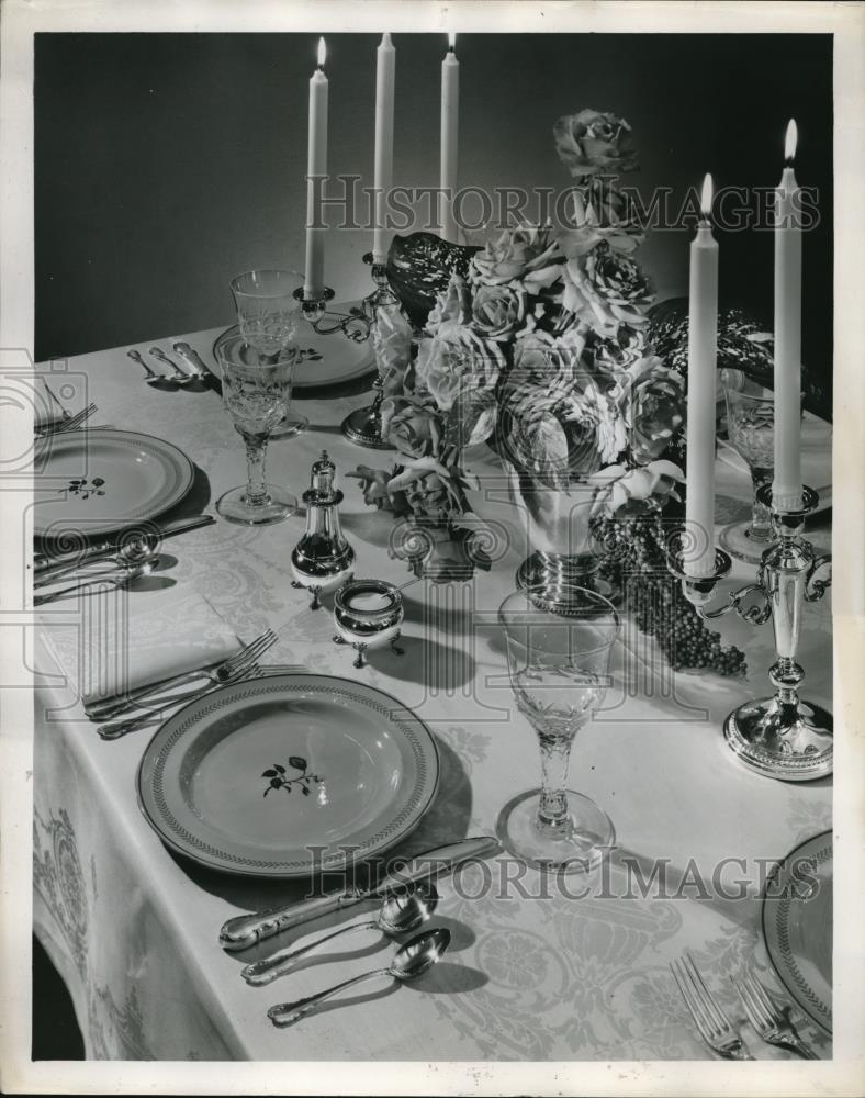 1949 Press Photo Vernon Table Setting To Honor Washington's Birthday - nee09466 - Historic Images