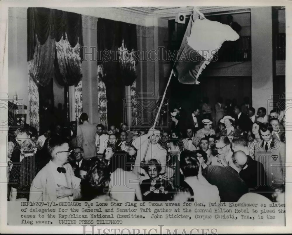 1952 Press Photo Texas Flag Waves at Republican National GOP Convention, Chicago - Historic Images
