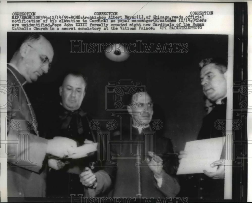 1959 Press Photo Rome Archbishop Albert Meyer of Chicago &amp; Cardinals - nee12313 - Historic Images