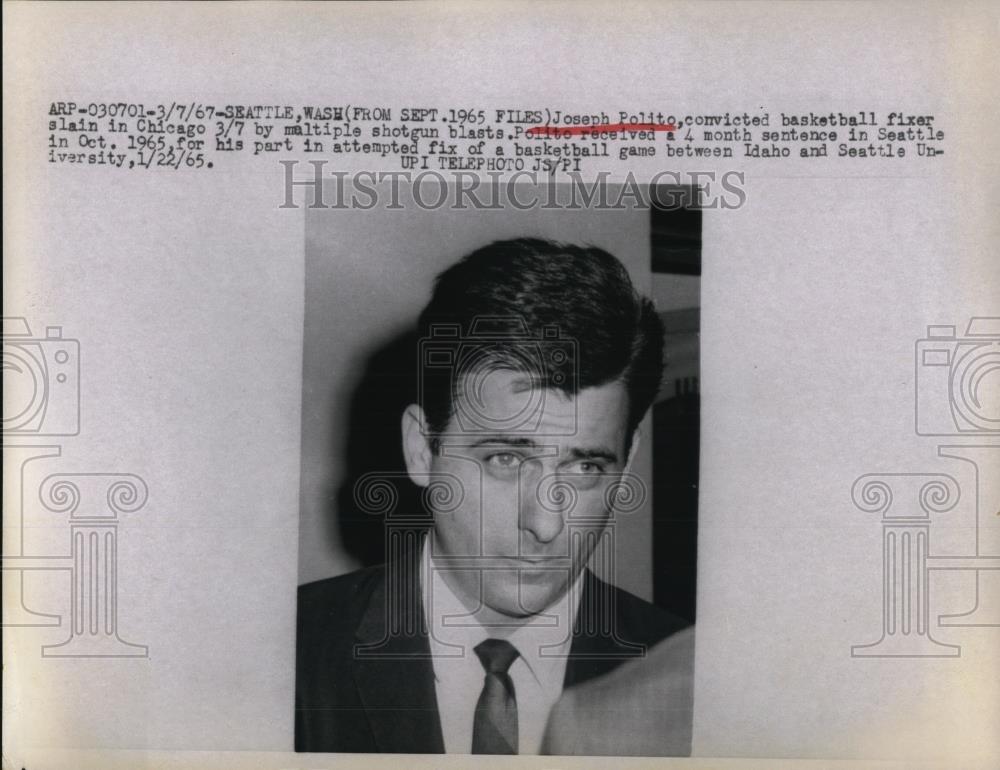 1967 Press Photo Joseph Polito Convicted Basketball Fixer Killed by Shotgun - Historic Images