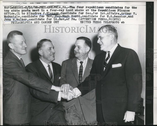 1958 Press Photo Philadelphia Rep candiadates AJ Gleason, AT McGonigle - Historic Images