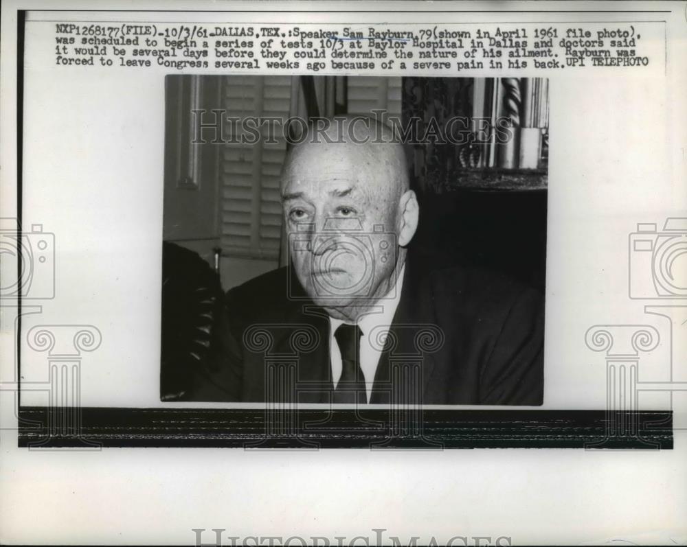 1961 Press Photo House Speaker Sam Rayburn - nee14606 - Historic Images