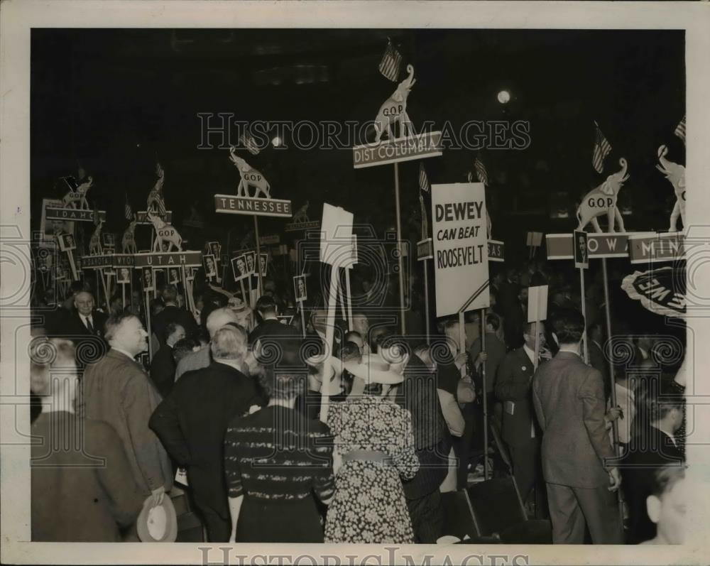 1940 Press Photo Republican National GOP Convention Thomas E Dewey Demonstration - Historic Images