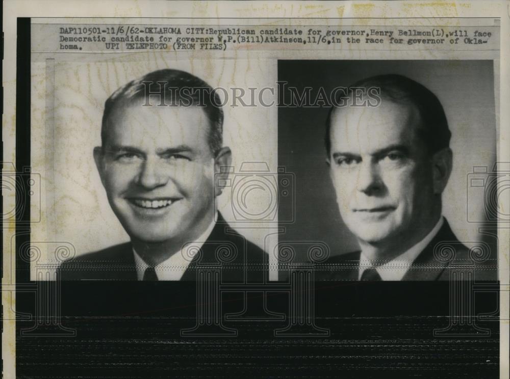 1962 Press Photo Henry Bellmon and W.P. Bill Atkinson in race for governor - Historic Images