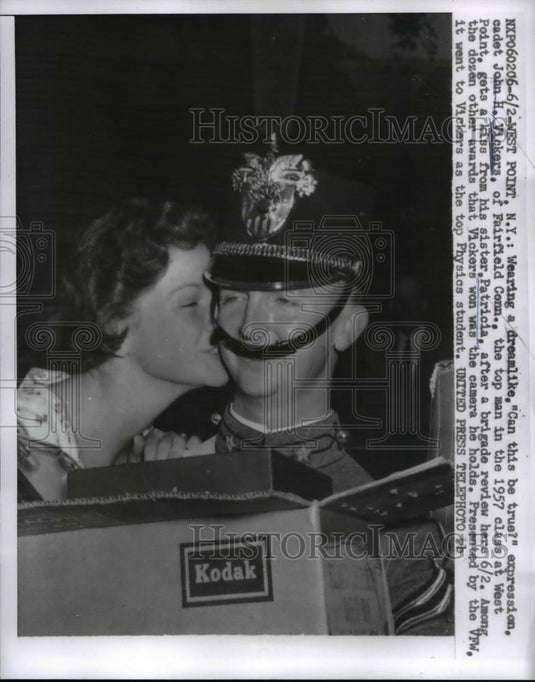 1957 Press Photo Cadet John H. Vickers Top Man of West Point & Sister Patricia - Historic Images