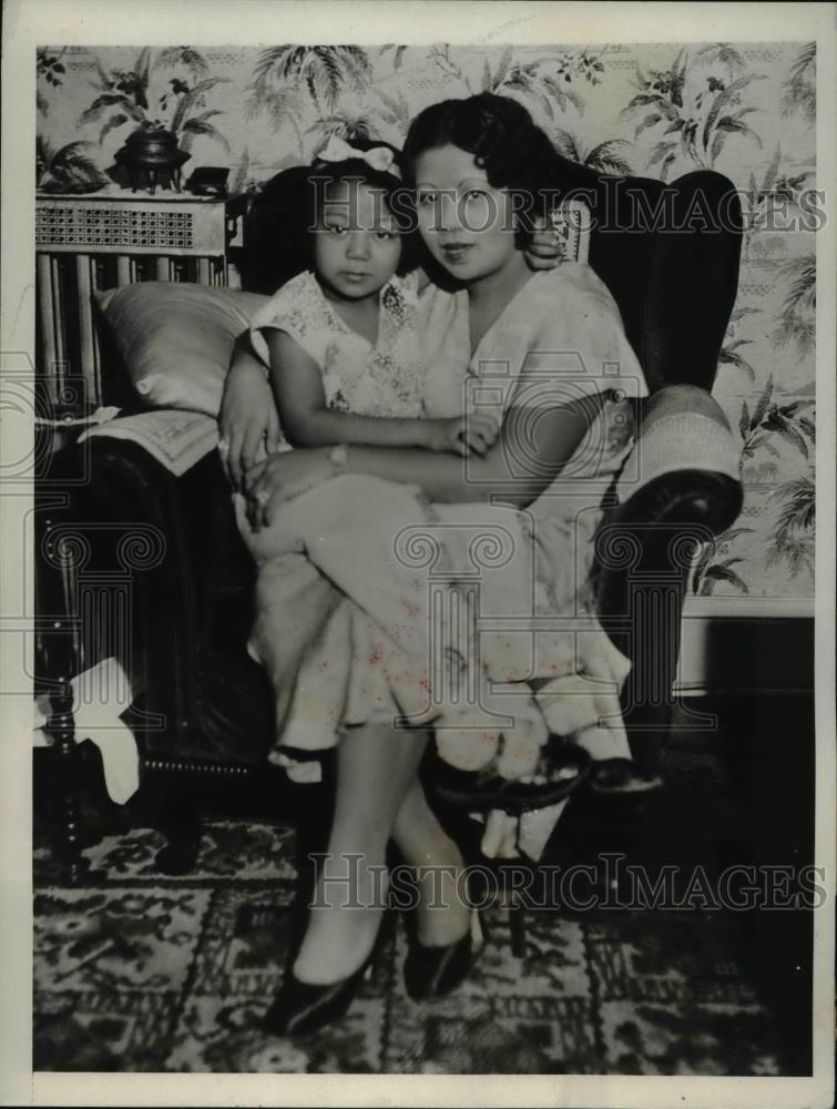 1931 Press Photo Ida Nong Shih & Daughter Patricia Wong Age 7 Maternal Foster Pa - Historic Images