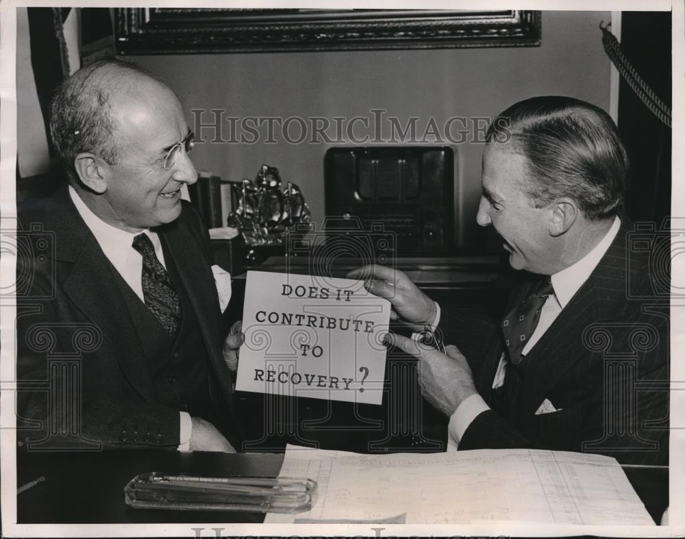 1938 Press Photo Wash DC Treas, Secy H Morgenthau &amp; undersec JW Hanes - Historic Images